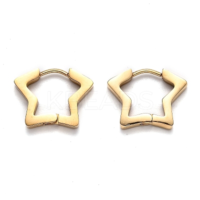 304 Stainless Steel Star Huggie Hoop Earrings STAS-J033-07G-1