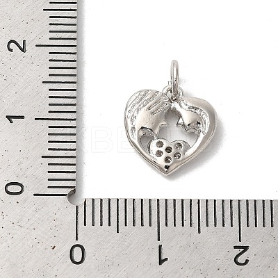 Valentine's Day Rack Plating Brass Clear Cubic Zirconia Pendants KK-Z056-12P-1
