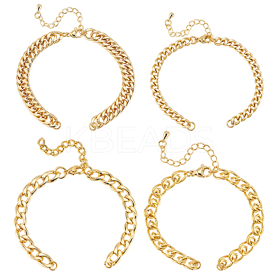 4Pcs 4 Styles Rack Plating Brass Twisted Chain Bracelet Making KK-PH0010-82-1
