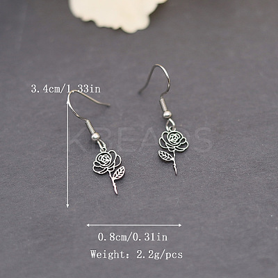 304 Stainless Steel Flower Dangle Earrings for Women WG1C9A6-02-1