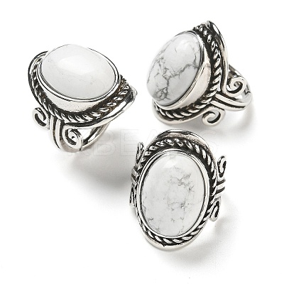 Natural Howlite Adjustable Rings RJEW-I108-01AS-01-1
