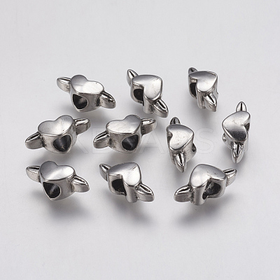 Ion Plating(IP) 304 Stainless Steel European Beads STAS-J022-100AS-1