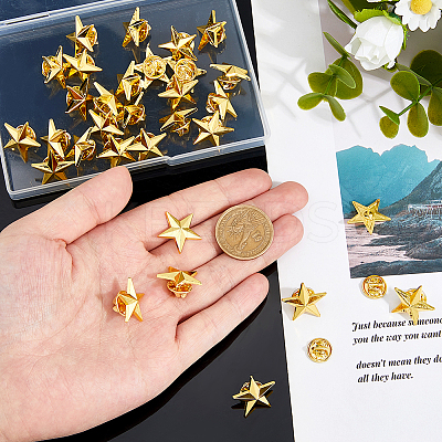 30Pcs Zinc Alloy Star Brooches FIND-FH0011-52G-1