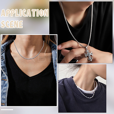 12Pcs 12 Styles 304 Stainless Steel Chain Necklaces NJEW-PH0001-43-1