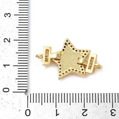 Rack Plating Brass Micro Pave Cubic Zirconia Star Connector Charms KK-K385-101G-02-1