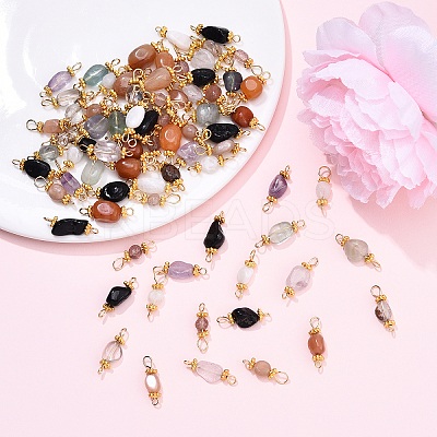 80Pcs 8 Style Natural Gemstone Connector Charms PALLOY-YW00066-1
