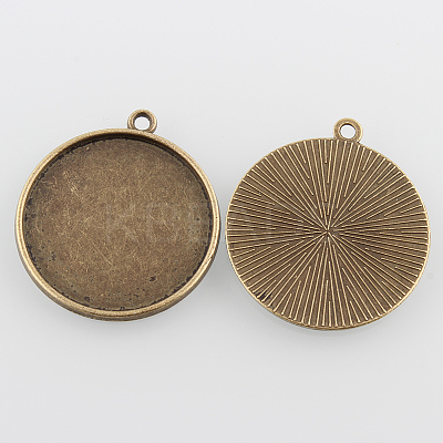 Flat Round Alloy Pendant Cabochon Settings PALLOY-N0088-36AB-NF-1
