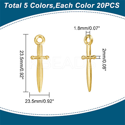 100Pcs 5 Colors Alloy Pendants TIBEP-GO0001-02-1