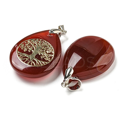 Natural Carnelian(Dyed & Heated) Teardrop Pendants G-Q175-01B-1