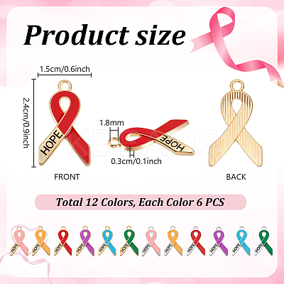 72Pcs 12 Colors Zinc Alloy Enamel Pendants FIND-PH0027-81-1