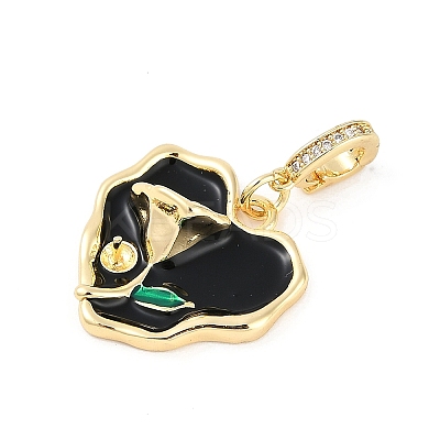 Brass Enamel Micro Pave Cubic Zirconia Pendants KK-U043-11G-02-1