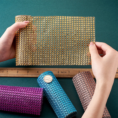 Plastic 24 Rows Rhinestone Mesh Wrap Roll AJEW-TA0001-09-1