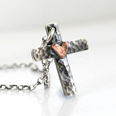 Bohemian Vintage Alloy Cross with Heart Pendant Necklaces FS-WG4EA27-01-1