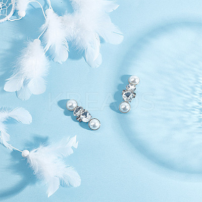 2 Pairs Rhinestone with Plastic Pearl Shoe Decoration AJEW-DR0001-43-1