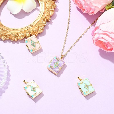 4Pcs 4 Colors Brass Micro Pave Cubic Zirconia Locket Pendants KK-CJ0005-55-1