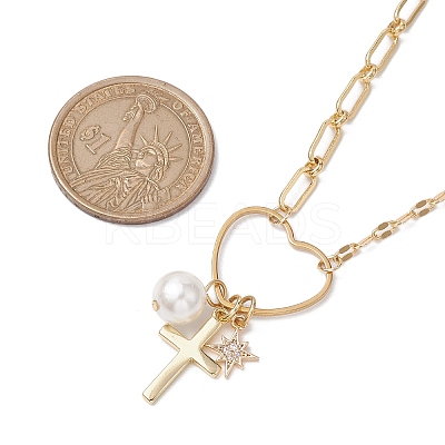 Brass with Stainless Steel Pendants Necklaces NJEW-JN04873-1