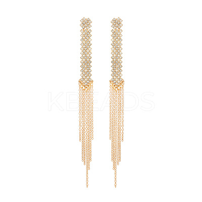 Cross Alloy Rhinestone Chain Tassel Stud Earrings WGF2F09-01-1