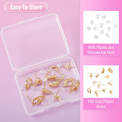 12Pcs 6 Styles Brass Stud Earring Findings KK-TA0003-20-1