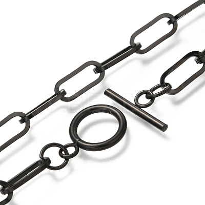 Unisex 304 Stainless Steel Paperclip Chain Necklaces NJEW-H215-02EB-1