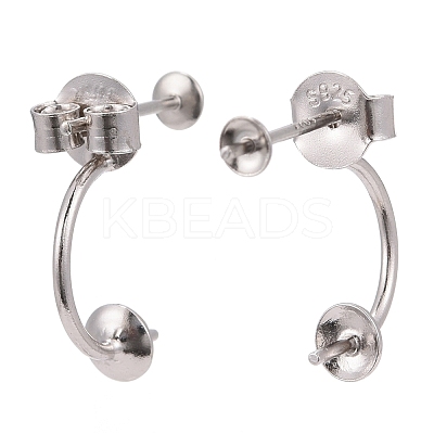 Anti-Tarnish Rhodium Plated 925 Sterling Silver Stud Earring Findings STER-M089-08-1