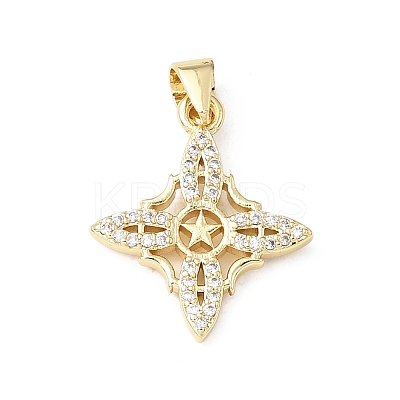 Brass Micro Pave Clear Cubic Zirconia Pendants KK-E799-06F-G-1