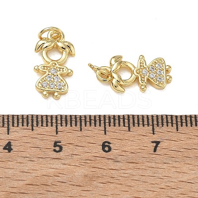 Brass Micro Pave Clear Cubic Zirconia Pendants CU-CBA9AFC-01G-34-1