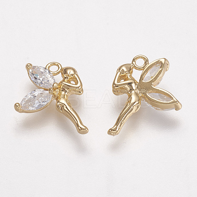 Brass Micro Pave Cubic Zirconia Pendants KK-F731-15G-1