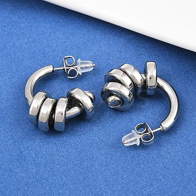 304 Stainless Steel C-Shaped Stud Earrings EJEW-K268-78P-1