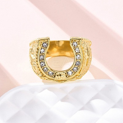 304 Stainless Steel and Rhinestone Finger Rings for Women RJEW-B121-08C-G-1