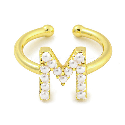 Rack Plating Brass Open Cuff Rings for Women RJEW-F162-01G-M-1