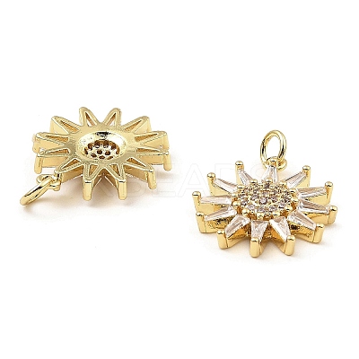 Rack Plating Brass Micro Pave Clear Cubic Zirconia Pendants KK-M253-10G-01-1