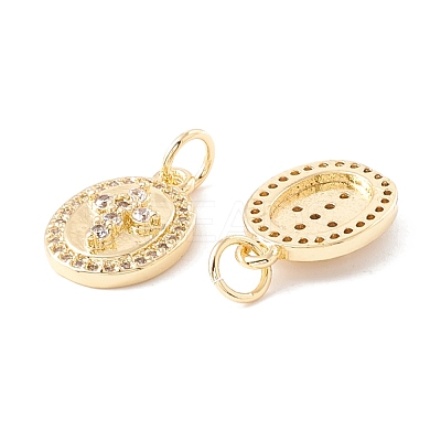 Rack Plating Brass Micro Pave Clear Cubic Zirconia Charms ZIRC-I057-17G-1