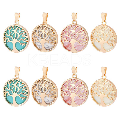 8Pcs 4 Styles Natural & Synthetic Mixed Gemstone Pendants G-PH0002-39G-1