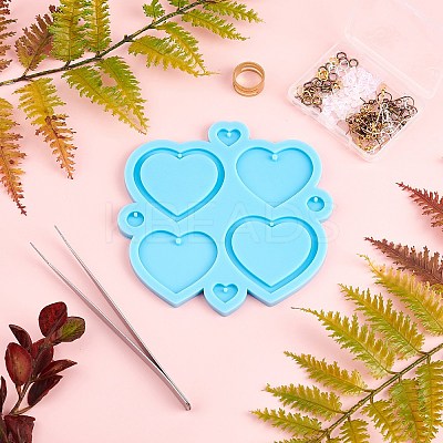 DIY Heart Shape Earring Silicone Mold Kits DIY-OC0002-79-1