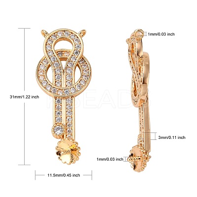 Brass Micro Pave Clear Cubic Zirconia Screw Eye Peg Bails Links Connectors KK-T062-89G-NF-1