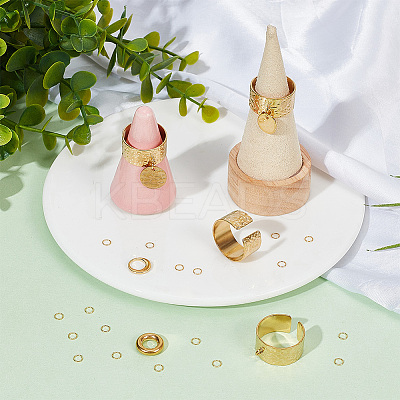 DIY Flat Round Charms Cuff Ring Making Kit DIY-DR0001-22G-1