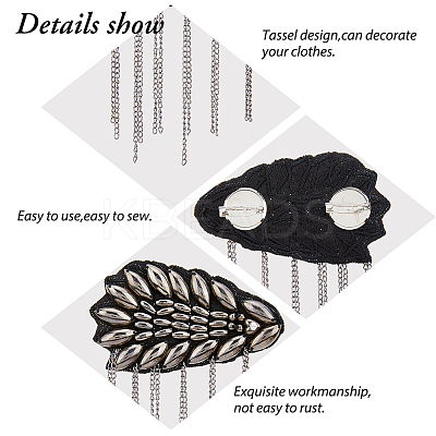 4Pcs 2 Style Iron Felt Fashion Tassel Epaulette FIND-FH0008-08-1