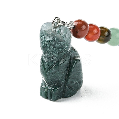 Cat Natural Indian Agate Keychain KEYC-F040-11A-1