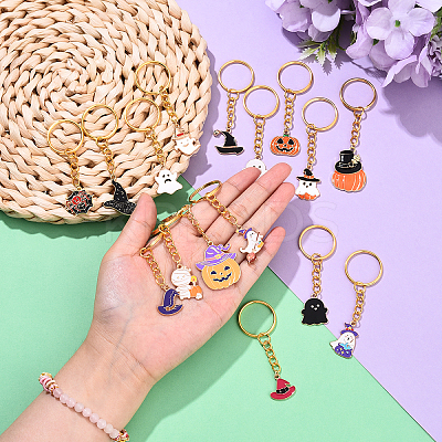 16Pcs Alloy Enamel Keychains KEYC-YW00217-1