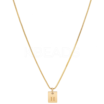 1Pc Stainless Steel Letter Rectangle Pendant Necklaces NJEW-LP0001-34H-G-1