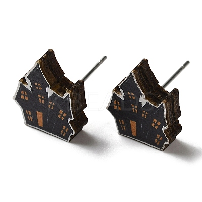 Wood Stud Earrings EJEW-Z054-02B-1
