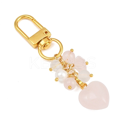 Natural Rose Quartz Pendant Decorations HJEW-JM04150-01-1