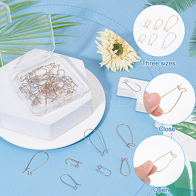 48Pcs 6 Style Brass Hoop Earring Findings KK-BC0009-26-1