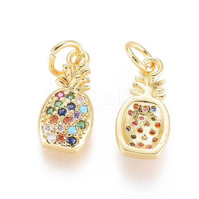 Brass Micro Pave Cubic Zirconia Pendants X-ZIRC-L093-27G-1