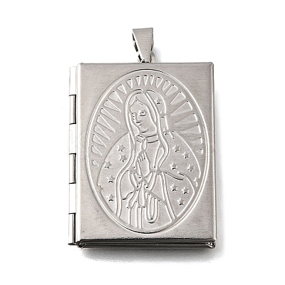 316 Stainless Steel Locket Pendants STAS-C123-03A-P-1