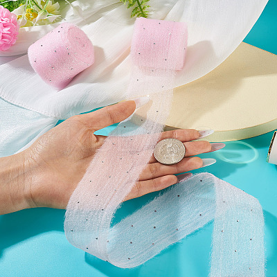 2Rolls Polyester Hot-fix Rhinestone Raw Edges Ribbon OCOR-TA0003-95E-1