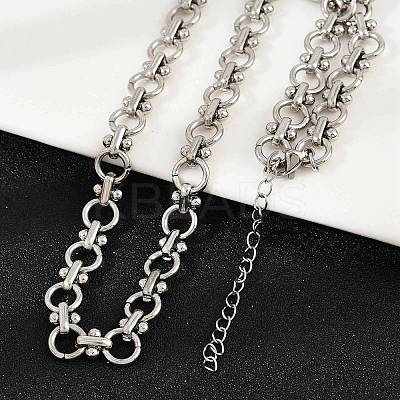 304 Stainless Steel Ring Link Chain Necklaces NJEW-H072-02B-P-1