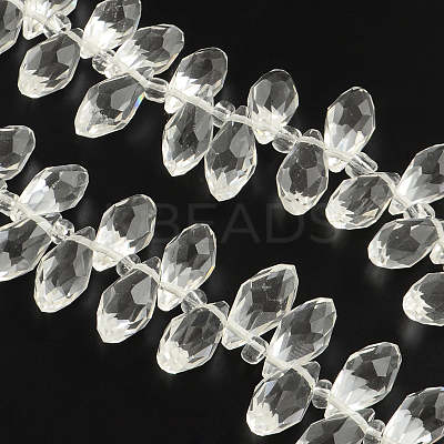 Faceted Teardrop Transparent Glass Bead Strands GLAA-R155-6x12-14-1