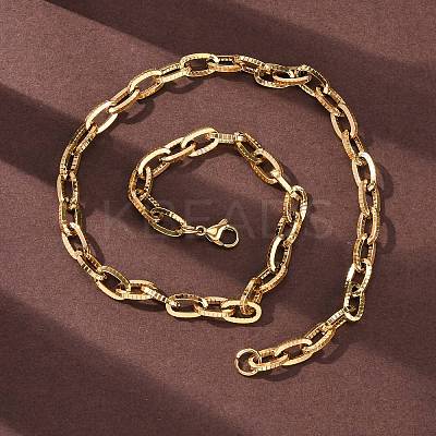 304 Stainless Steel Textured Cable Chain Necklaces NJEW-Q013-01G-1