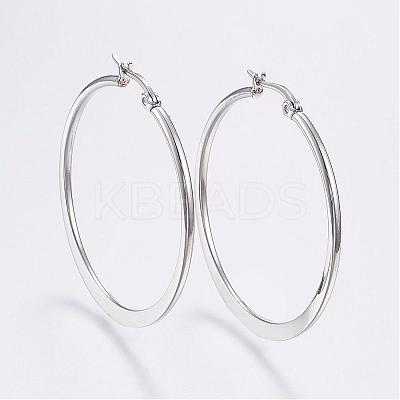 Tarnish Resistant 304 Stainless Steel Big Hoop Earrings EJEW-F105-19P-1